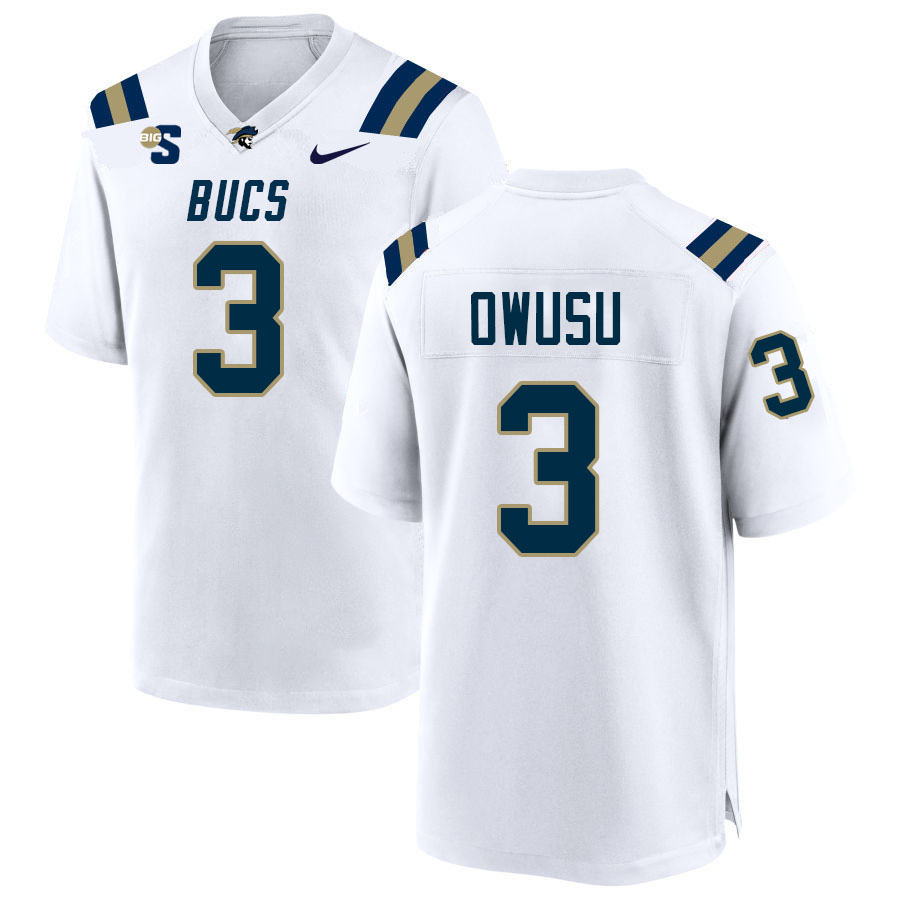 Men-Youth #3 Edward Owusu Charleston Southern Buccaneers College Football Jerseys Stitched Sale-Whit